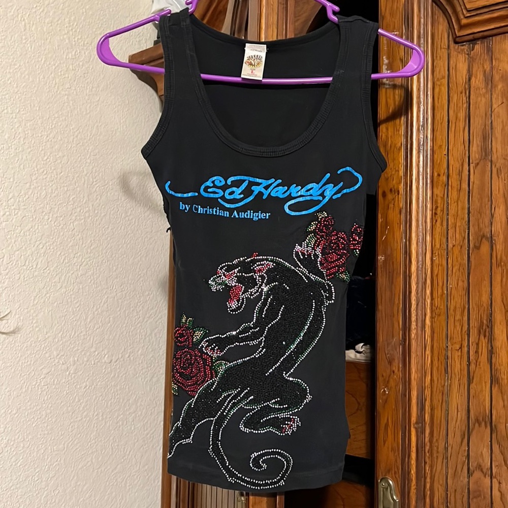 Distressed Ed Hardy tank top